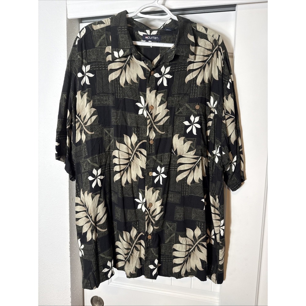 Puritan Men's Hawaiian Shirt Short Sleeve Button-Up Size 2XL XXL